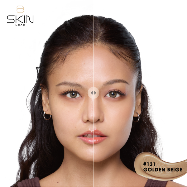 قبل وبعد استخدام كريم بي بي سكين لود SPF50+ بدرجة 131 بيج ذهبي